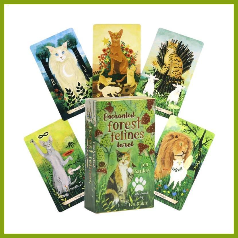 สําหรับ Enchanted Forest Felines Tarot เริ่มต้น Tarot Deck Collectible Divination การ์ดครอบครัว Part