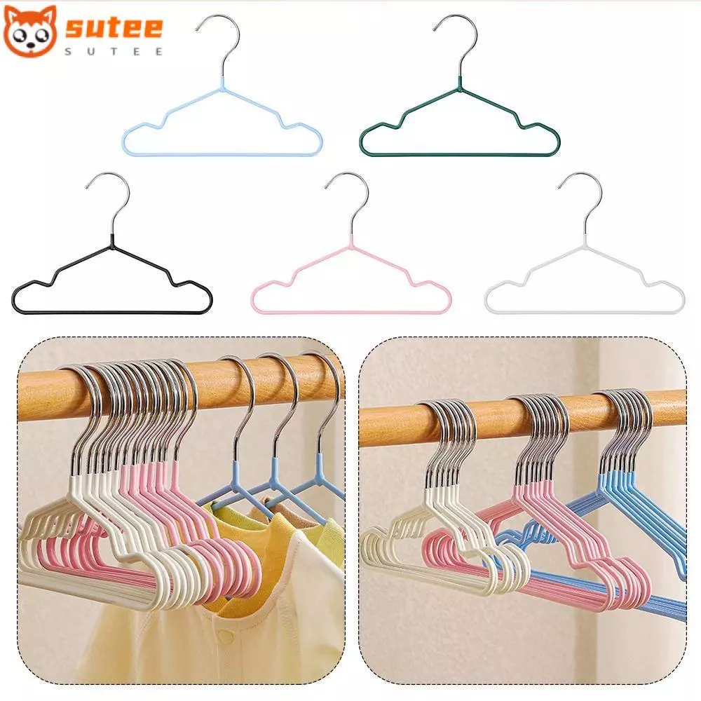 SUTEE 10 ชิ้นไม้แขวนเสื้อสัตว์เลี้ยง,ลื่น DIY ไม้แขวนเสื้อสัตว์เลี้ยง,โลหะสีทึบ MINI Coat Hanger Mini Pet Store
