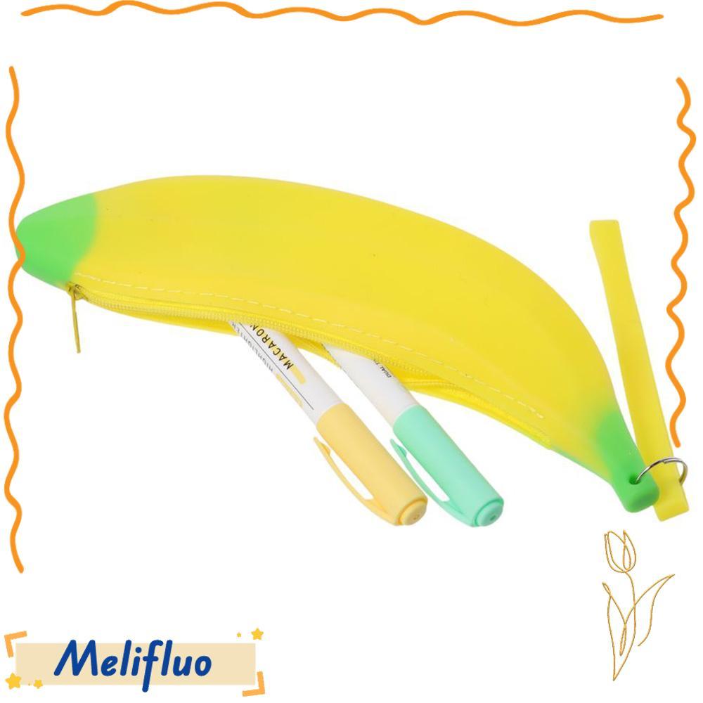 MELIFLUO Banana Zero Wallet, 2.36*7.87 นิ้วกระเป๋าปากกาซิลิโคนรูปกล้วย, อเนกประสงค์ซิลิโคนสีเหลือง K
