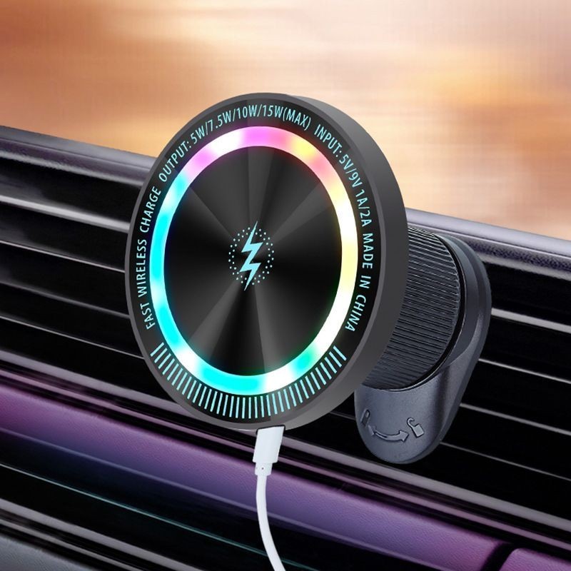 เข้ากันได้กับ IOS Three-in-One Magnetic Car Wireless Charger 15W Fast Charge Car Mount Wireless Char