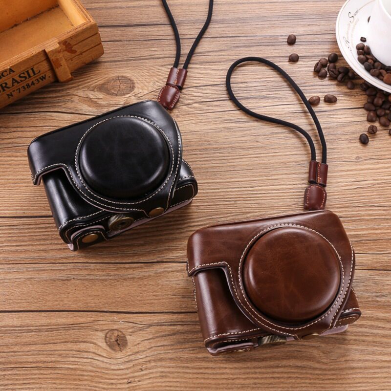 เหมาะสําหรับกระเป๋ากล้อง Sony ZV1 การ์ดสีดํา Z-V1 เคสหนังคลาสสิกน่ารักการ์ตูน Sony เคสป้องกันพร้อมฐา