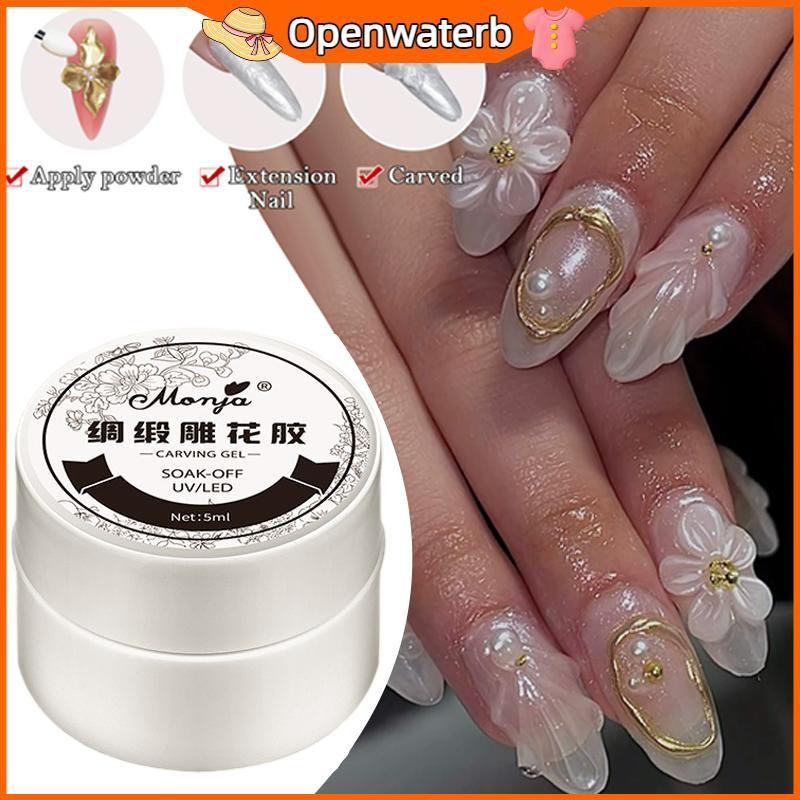 [KAN] สีขาว Non Sti Hand Gel Shaping แกะสลักดอกไม้ยาทาเล็บซาติน 3D เล็บ Art Extension FXH