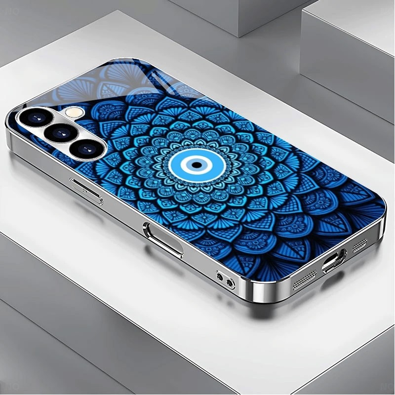 Blue Eye Evil 08 หรูหราชุบกรอบแว่นตาสําหรับ Samsung Galaxy S22 S23 S24 S25 S26 Ultra A22 A23 A25 A33