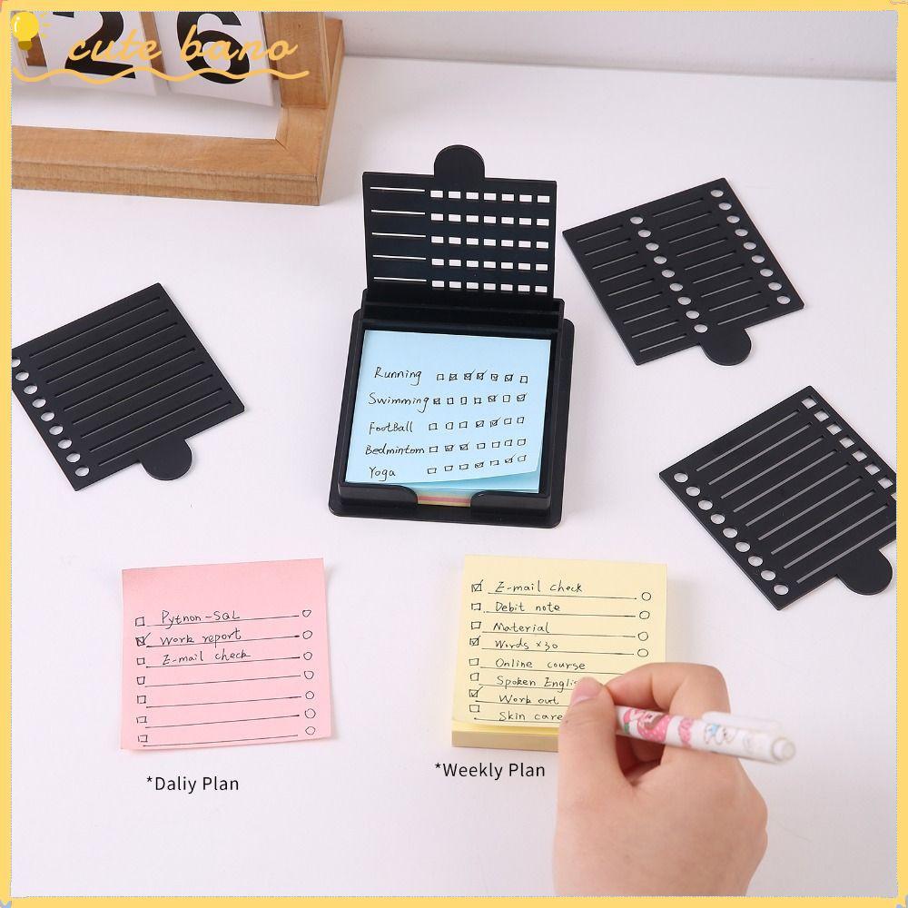 BANO Sticky Note Holder Set, Note Box Sticky Note Organizer Sticky Note Stencil, Line Drawing Templa