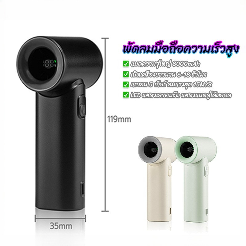 🔥[พร้อมส่ง] พัดลมพกพา 100 ระดับแรงลม ปรับได้0-100 แบตอึด 20+ ชม. ชาร์จไว USB-C น้ำหนักเบา N610
