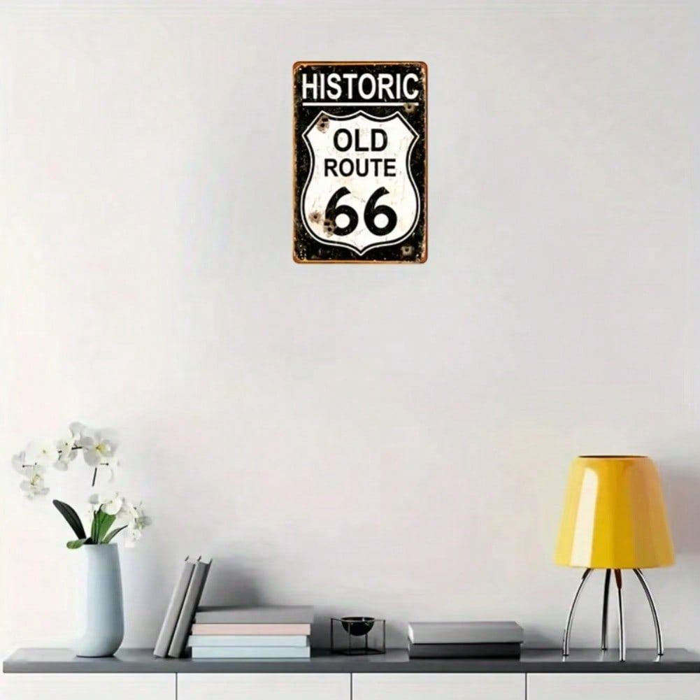 CIFbuy Retro เส้นทาง 66 ป้ายดีบุกโลหะ 12x8 นิ้ว Wall Art Vintage Garage Bar Decor Home Man Cave ห้อง