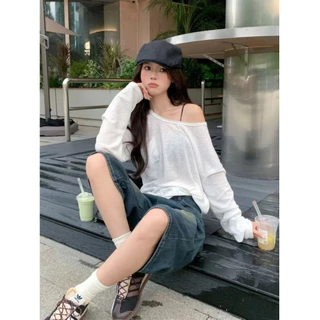 UMISO พร้อมส่ง เสื้อชีฟองทรง Ovesize ใส่แมทช์เสื้อสายเดี่ยว หรือ บิกินี่ ใส่คลุมได้ทุกงาน,เสื้อแขนยาว, ป้องกันแดด