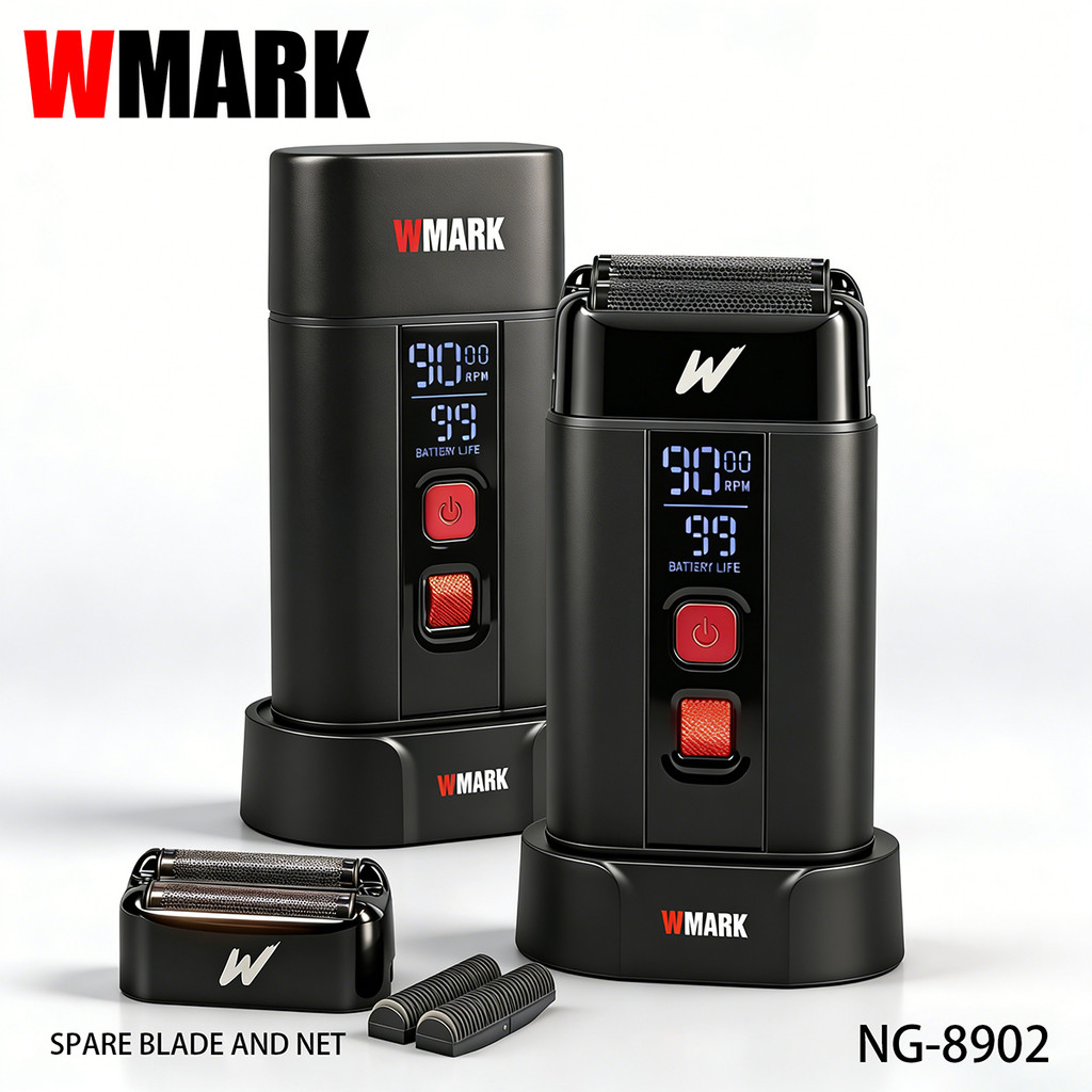 WMARK เครื่องโกนหนวด Professional Double Reciprocating ตัดผมเครื่องโกนหนวด Beard Trimmer แบบพกพา Tra