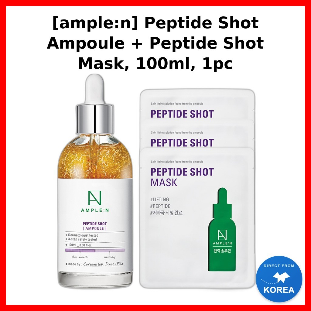 [ample:n] Peptide Shot Ampoule + Peptide Shot Mask, 100ml, 1pc / Korean Peptide Ampoule / Anti-Aging