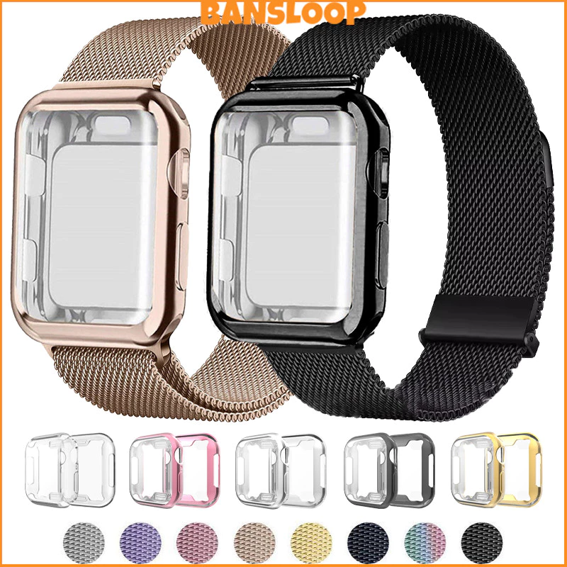 กรณี TPU ครอบคลุมสายรัดสแตนเลส Series 11 10 9 8 7 6 5 4 SE 3 2 1 IWatch Ultra 3 2 49มม 46มม 45มม 41มม 44มม 40มม 42 38มม