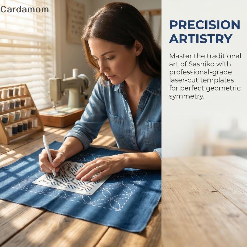 {Cardamom} 8/9/24/32 ชิ้น Sashiko เย็บปักถักร้อยแม่แบบสัตว์เลี้ยงแบบใช้ซ้ําได้เย็บลายฉลุ DIY เย็บปัก