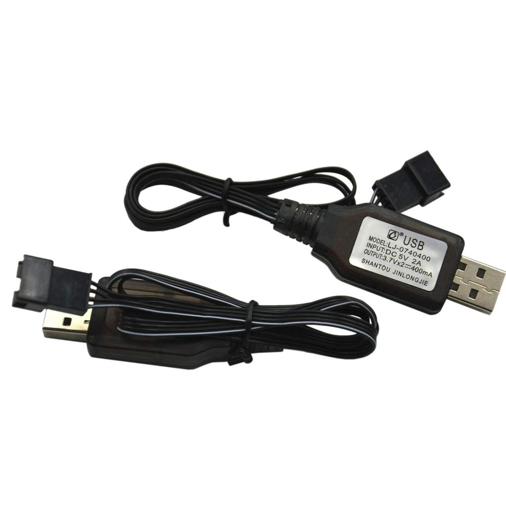 Blomiky 2 แพ็ค 7.4V/2 x 3.7V 400mA แบตเตอรี่ลิเธียมสายชาร์จ SM-4P 4 ขาปลั๊กสําหรับรุ่นเก่า UDI001 UD