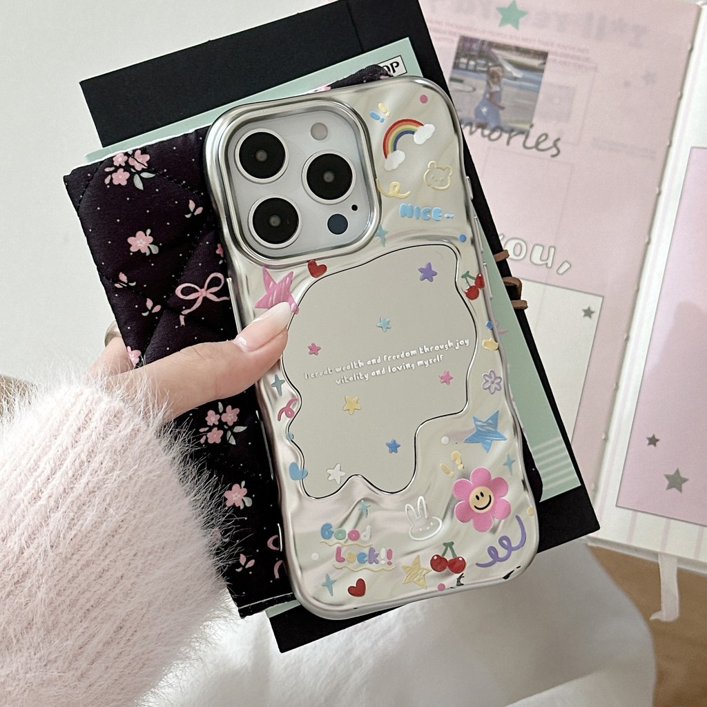 จีบดาวแอปเปิ้ล17โปรแม็กซ์เคสโทรศัพท์แมวไอโฟน14เคสป้องกันเหมาะสําหรับ16มือโปร/17กระจก