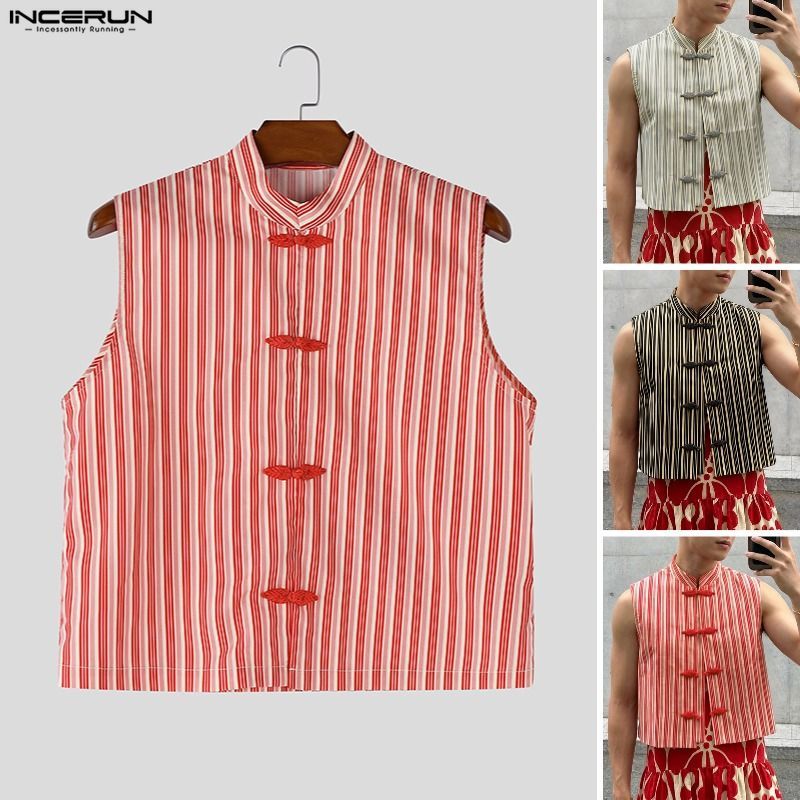 เสื้อกั๊กแขนกุดดีไซน์ลายทาง แฟชั่นสำหรับผู้ชาย ราคา ถูกที่สุด ดีลบีเคเค แกลเลอรีภาพที่ 3