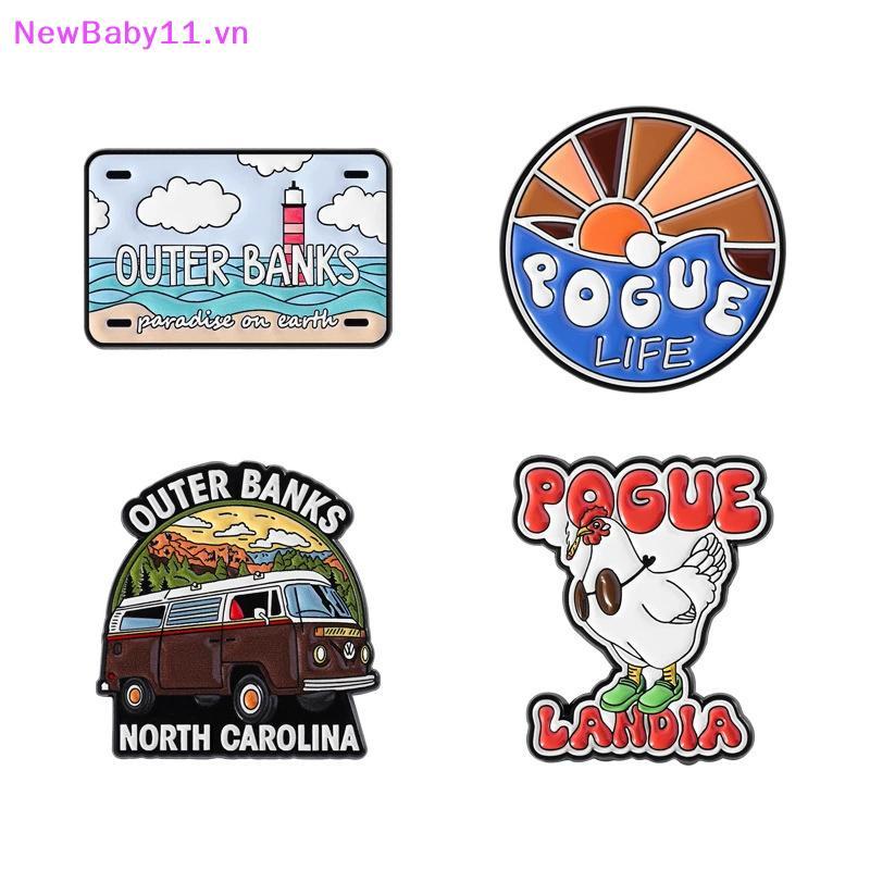 NewBaby Outer Banks Enamel Pins Outer Banks North Carolina Coastal Travel Beach Vibes เข็มกลัดปกป้าย
