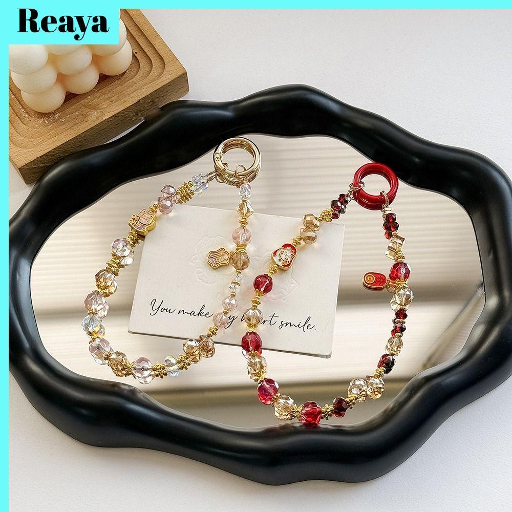 จี้กระเป๋า REAYA, การ์ตูน Lucky Cat DIY เชือกเส้นเล็กโทรศัพท์มือถือ, พวงกุญแจรถโลหะผสมทํามือน่ารัก