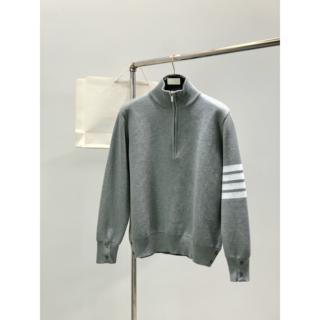 5JGP thombrowne New Autumn Men's Casual Knit Sweater Minimalist designer-style knitted jacket