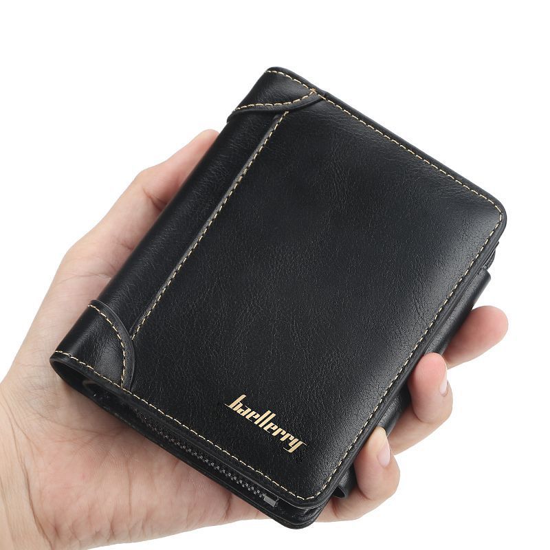 Men& 39;s Short Wallet, and Style, Multi-Card Slot Tri-Fold Z ipper Coin Purse, Fashion Slim Card Ho