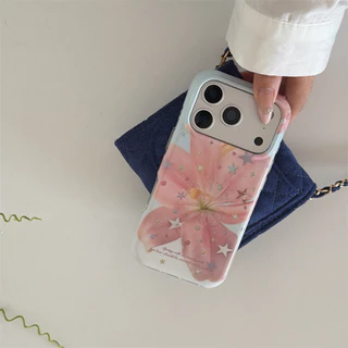 สําหรับIphone Case 17 Pro Max 16 Pro Max 15 Pro Max Star Pink Lily Flowerเคสโทรศัพท์