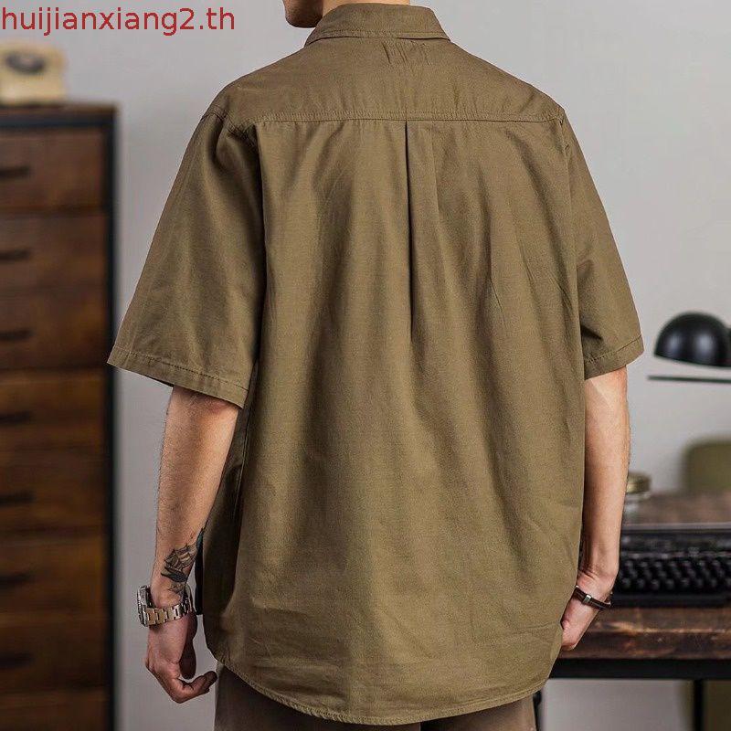 MNO.9 Shirt 617 เสื้อเชิ้ตผู้ชาย เสื้อคลุมแขนสั้น เสื้อเชิ้ตคอปกใช้งานได้จริง เสื้อเชิ้ตคอปก ลำลอง ว