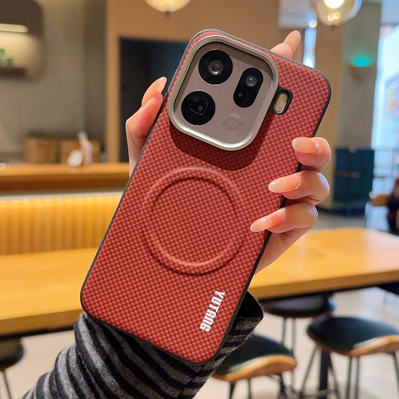 สําหรับ OPPO Find X9 Pro, X9 กรณี ELVEV Hard PC หนังโมเสครูปแบบ Anti-slip Snap-on ฝาครอบโทรศัพท์