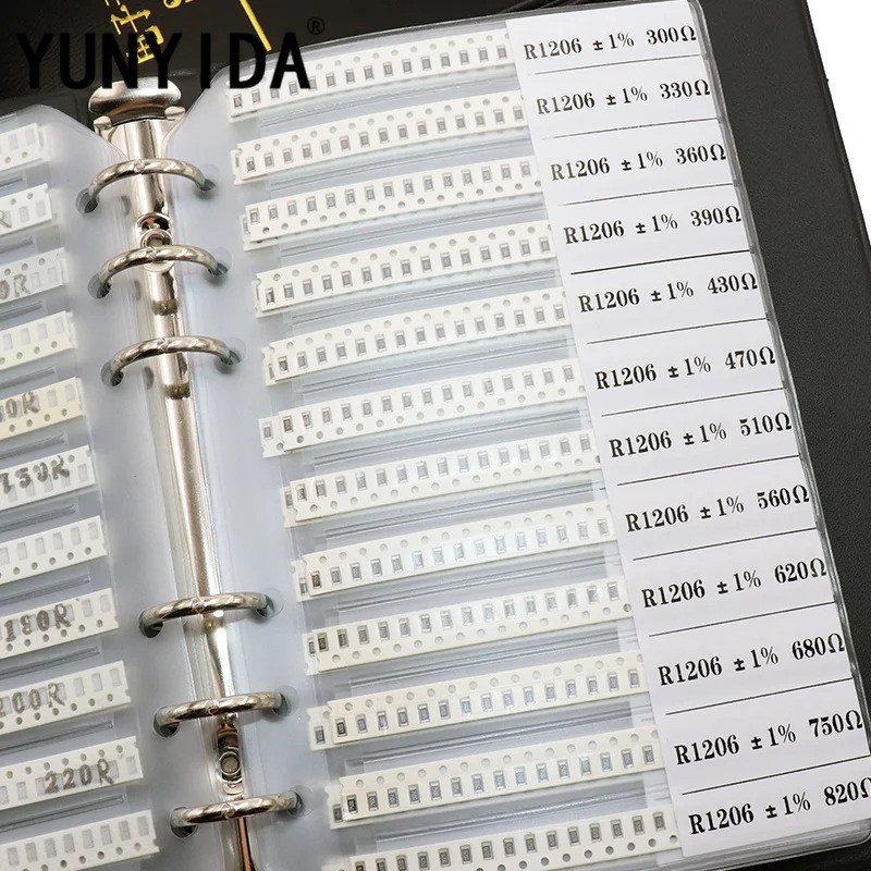 ใหม่ 0201 0402 0603 0805 1206 SMD Resistor Sample Book 1% Tolerance 170values Assortment Kit Resisto