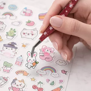 ฮอลิซซี่ แหนบสติกเกอร์โค้ง, แหนบขนตาปลอมสแตนเลสความแม่นยําสูง, มัลติฟังก์ชั่นป้องกันไฟฟ้าสถิตย์การ์ตูนดัดขนตาส่วนขยายสินบน