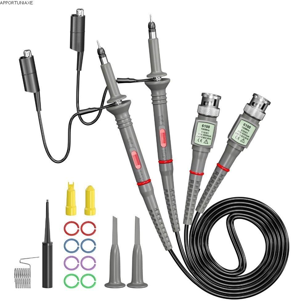 APPORTUNIAXE 1/2pcs BNC Oscilloscope Probe, 100MHz วัดตะกั่ว Oscilloscope Probe Kit, สะดวก 10:1 Prob