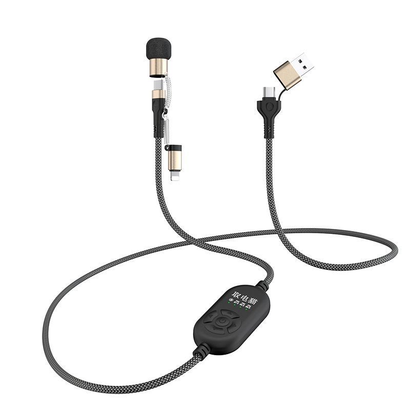 สายชาร์จเร็วในรถยนต์ อุปกรณ์ร้องเพลงในรถยนต์ FM FM Car Universal Two-in-One K Song สายชาร์จ 3/24