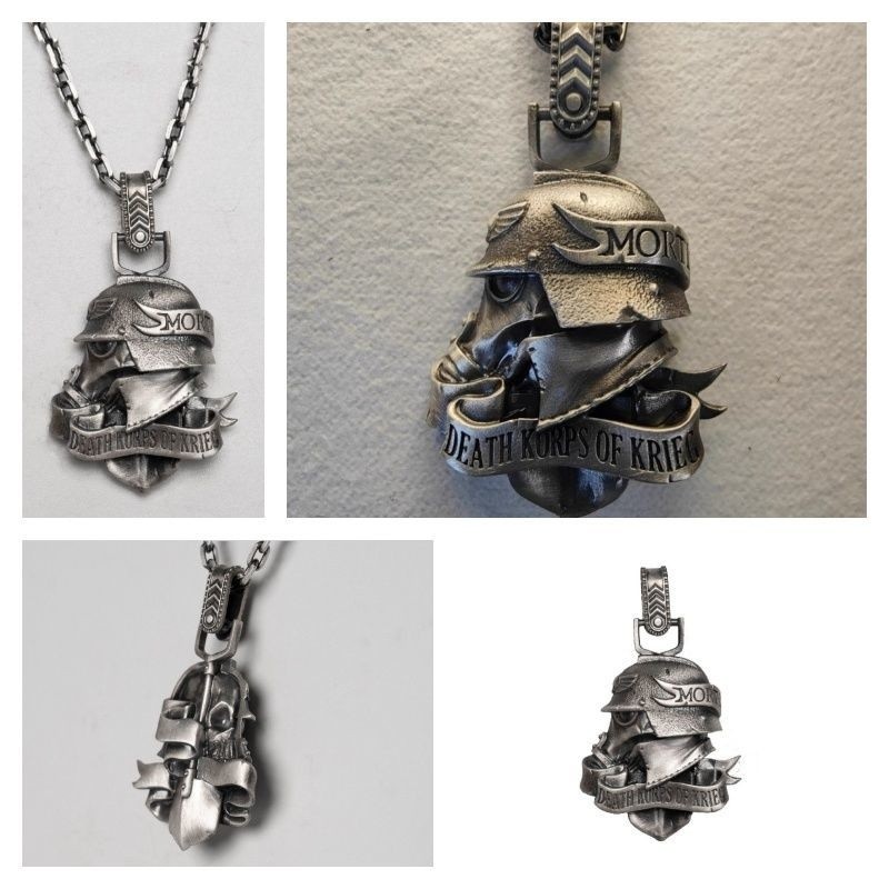 จี้ Warhammer 40K Mechanical Clegge Death Badge Skull Retro สำหรับสร้อยคอ