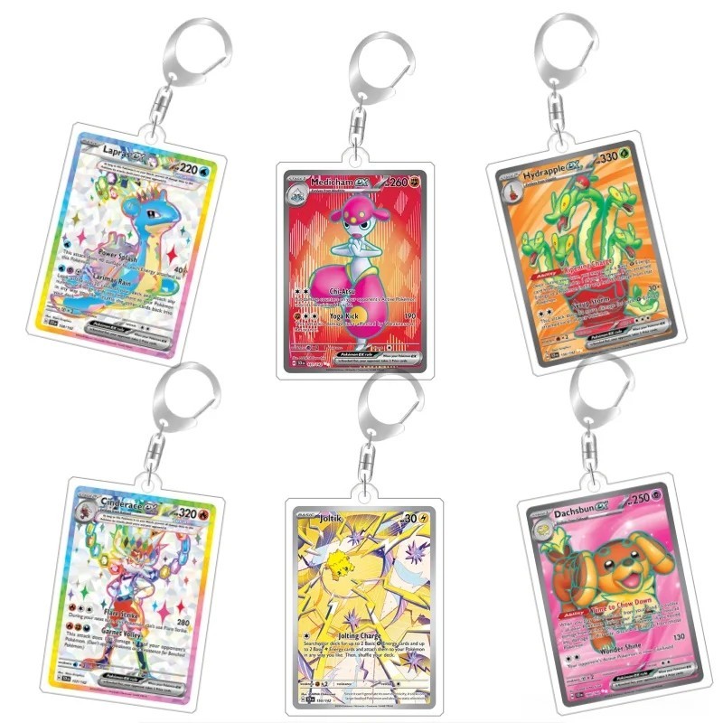 TCG Lapras Medicham Hydrapple Cinderace Joltik Dachsbun การ์ดรูปอะคริลิค Pokemon พวงกุญแจตกแต่งอะนิเ