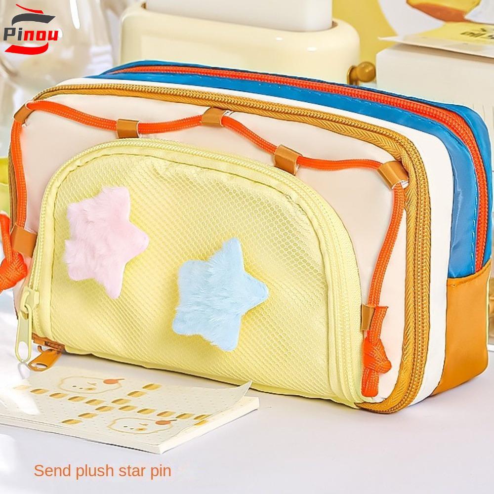 PINOU Y2K Star กระเป๋าเครื่องเขียน, Desktop Storage เครื่องสําอางปากกาเกาหลีดินสอ, น่ารัก Y2K Ins 7 