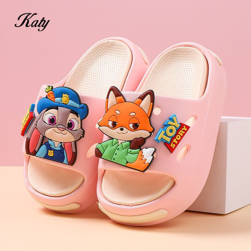 รองเท้าแตะเด็กผู้หญิงแบบเกาหลี ส้นนิ่ม สำหรับใส่ภายในบ้าน จากซีรีย์ Crazy Animal City