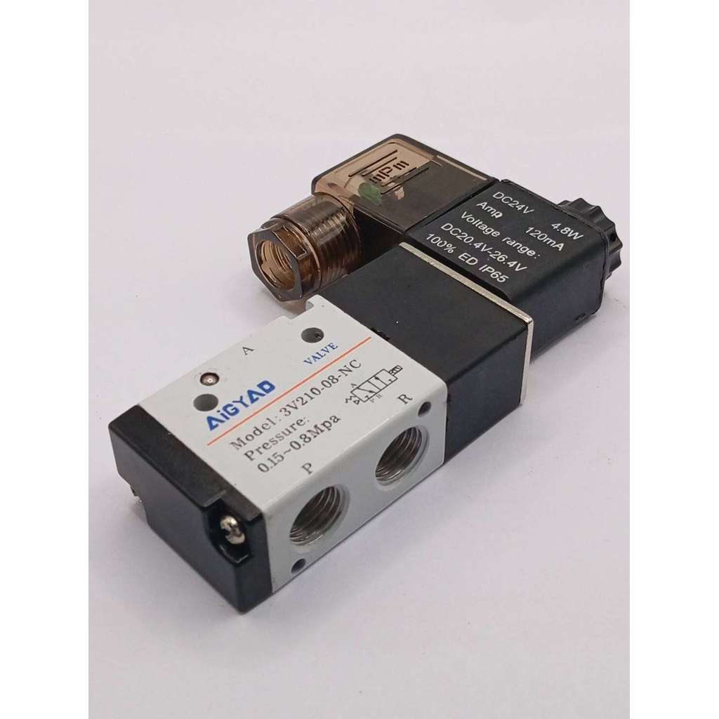 ของแท้ 3V210-08-NC: รุ่น: 3V210-08-NC (ปกติปิด)โซลินอยด์วาล์ว AIGYAD รุ่น 3V210-08-N