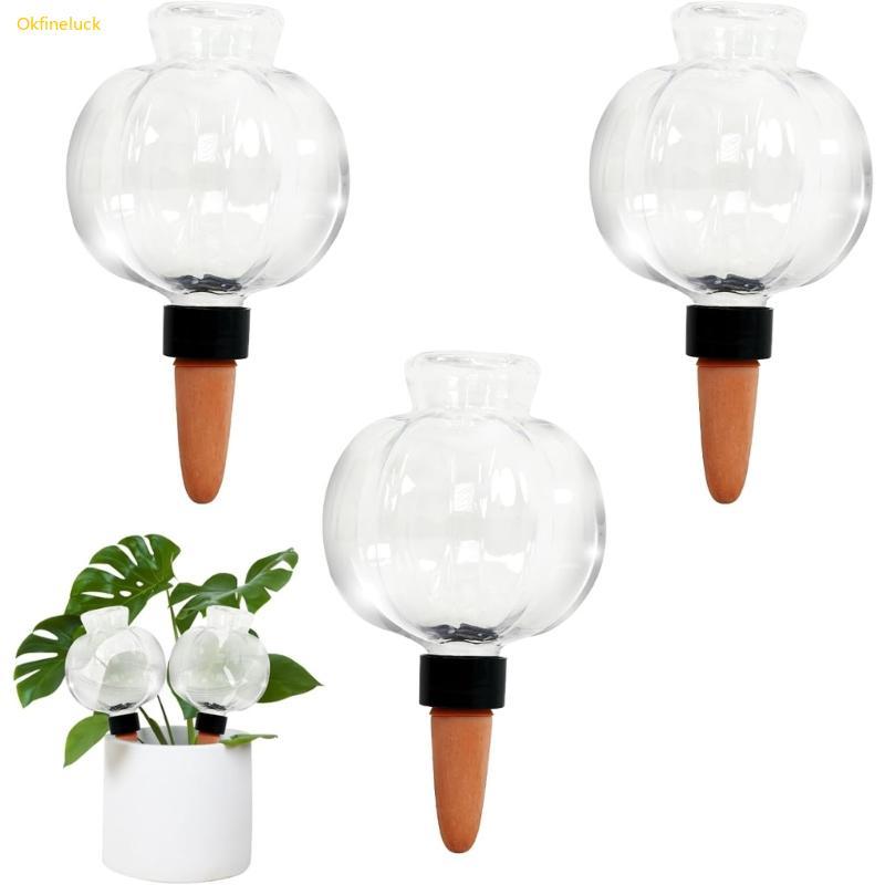 OKFI 3 ชิ้นพืชรดน้ํา Globes รดน้ําอัตโนมัติ Globes รดน้ํา Planter ใส่ในร่มกลางแจ้งหยดชลประทาน