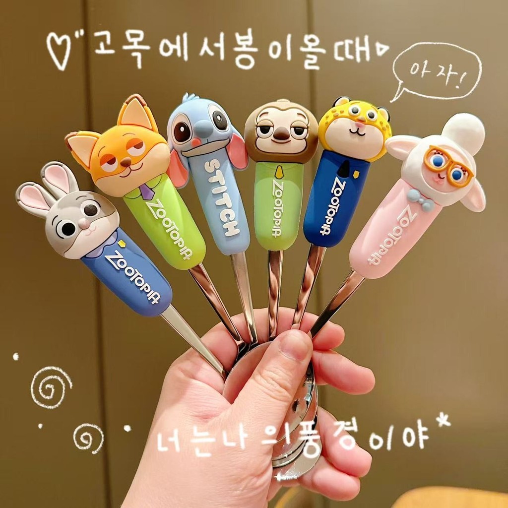 Disney Disney Judy Nick ช้อนบนโต๊ะอาหารสแตนเลสแบรนด์ร่วม