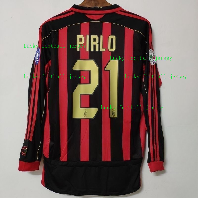 2006/07 Season AC Milan Retro Long Sleeve Home Jersey Football Kaka Pirlo Ronaldinho Maldini Shirts