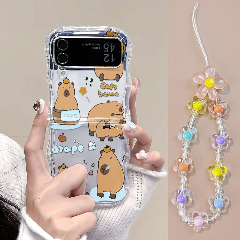 🌳🐞 เหมาะสม samsung เคสโทรศัพท์พับลายคลื่น ZFLIP6 ZFLIP5 ZFLIP4 และ ZFLIP3 -HLBLZD8