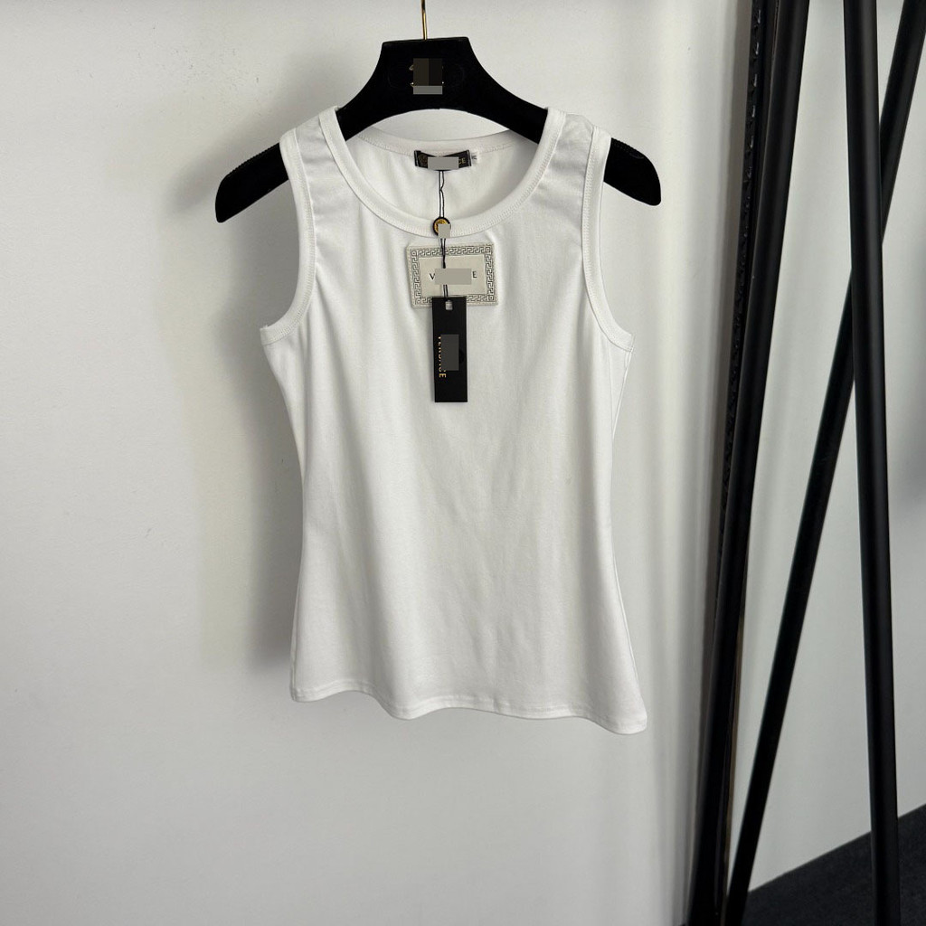1BM0  Ver**c  Letter leather label embellished slim-fit versatile tank top
