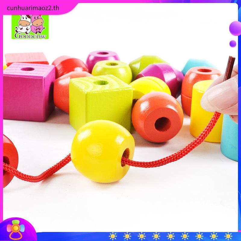 ของขวัญวันเกิด Todds & Kids Toys ของเล่นไม้เสริมพัฒนาการ ลูกปัดรูปทรง ลูกปัดทรงเรขาคณิต ร้อยเชือก (2