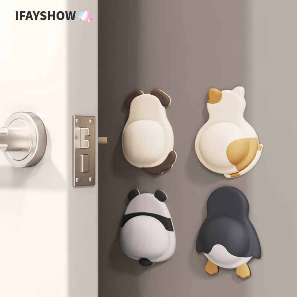 IFAYSHOW 1/2/4 ชิ้นกันชนประตู, Self กาวกันกระแทกแผ่นป้องกันการชนกัน, Anti-slip Mute Design ยางนุ่มสติกเกอร์ป้องกันผนัง