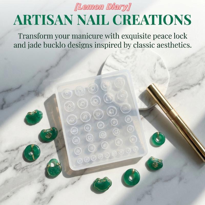 แอลดี| 3D ซิลิโคนสไตล์จีน Peace Bule Peace Lo เล็บแกะสลักแม่พิมพ์อะคริลิค Gourd Stamping แผ่นเล็บ Stencils เล็บแม่แบบใหม่