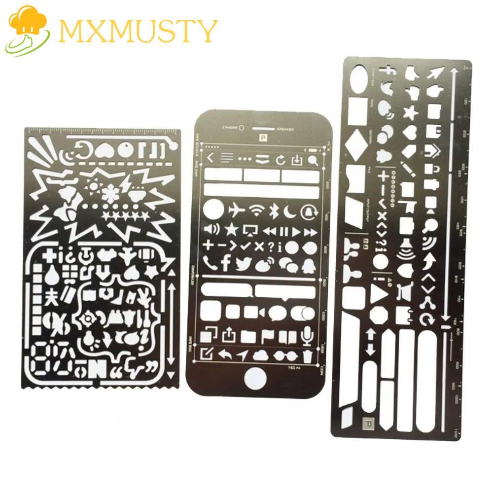 MXMUSTY ไม้บรรทัดแม่แบบ,โครงการโรงเรียนรูปแมวกลวงออกไม้บรรทัด,สแตนเลสสร้างสรรค์กระเป๋า-ขนาดวาดวินเทจแม่แบบไม้บรรทัดอุปกรณ์การเรียน