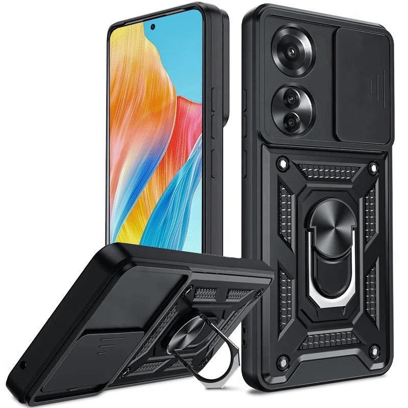 กันกระแทกป้องกันเคสโทรศัพท์หนักพร้อมขาตั้งโลหะเหมาะสําหรับOPPO A6X A6 Pro A5X A5 Pro A3X A60 A17 A18