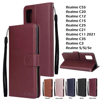 เคสฝาพับ แถมสายล็อคได้(BOSs) Realme C55/C20 / C12 / C15 / C25 / C21/C11 2021 /c35 /c3 realme 5 5i Realme8 5gเคสกันกระแทก