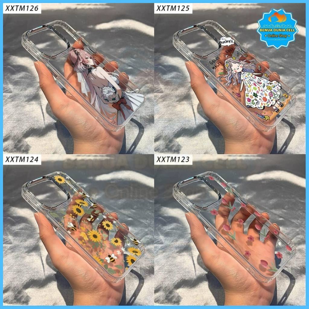 CASE MILITARY CLEAR MOTIF GIRLS FLOWER VIVO Y01 Y02 Y03 Y04 Y04S Y100 Y12 Y15 Y17 Y15S Y16 Y17S Y18 