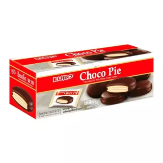 Euro Choco Pie ยูโร่ ช็อกโกพาย ขนมพายสอดไส้ ไส้ครีม ไส้ช็อกโกแลต ยกกล่อง 12ชิ้น
