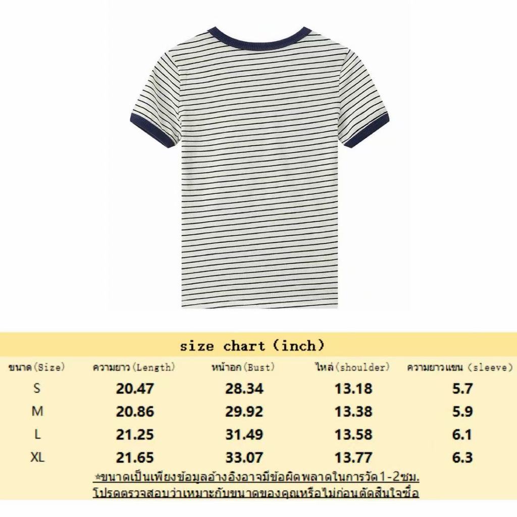 ส่งไวจากไทย เสื้อยืดลายทาง ลายทางสีสวย เรียบง่าย สีพิเศษ YOUMI ราคา ถูกที่สุด ดีลบีเคเค แกลเลอรีภาพที่ 9