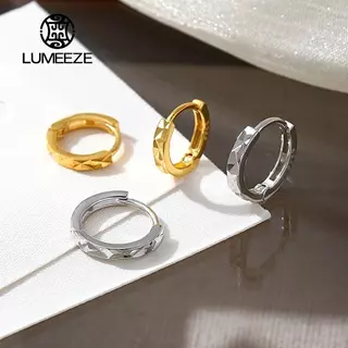 LUMEZE Gold Zircon พื้นผิวรอบ Hoop ต่างหูผู้หญิงอินเทรนด์เครื่องประดับ Fine Minimalist อุปกรณ์เสริม EH-056 #