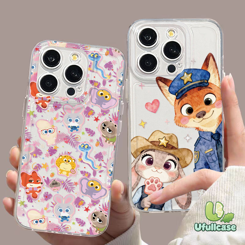 สำหรับIPhone 16 17 15 13 11 Air 12 14 Pro Max X XR 14 7 16 15 8 Plus SE เคสใส่ Zootopia Nick Judy ลายตัวละครสวยงาม